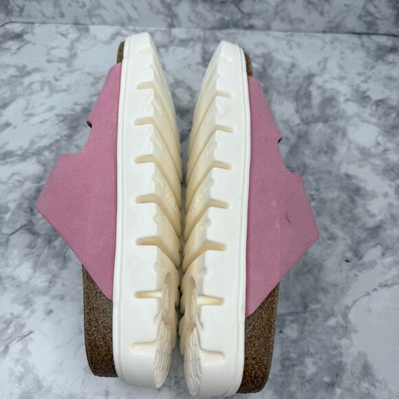 Papillio by Birkenstock Arizona Chunky Suede Leather Candy Pink Sandals WMS Sz 8 - Picture 7 of 14